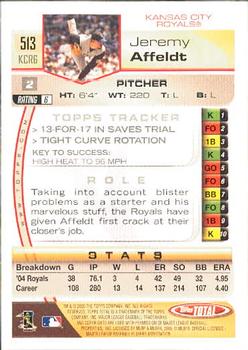 2005 Topps Total #513 Jeremy Affeldt Back