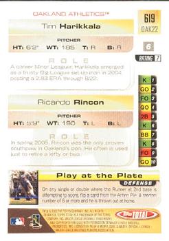 2005 Topps Total #619 Tim Harikkala / Ricardo Rincon Back