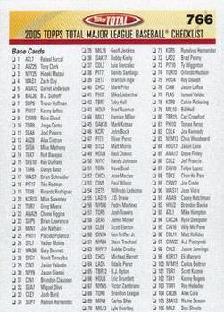 2005 Topps Total #766 Checklist: 1-211 Front