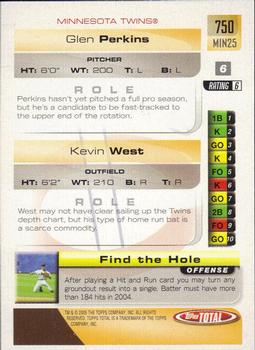 2005 Topps Total #750 Kevin West / Glen Perkins Back