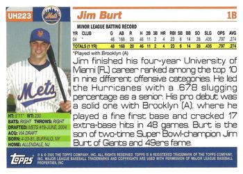 2005 Topps Updates & Highlights #UH223 Jim Burt Back