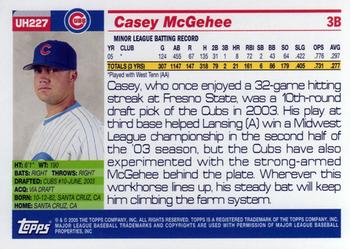 2005 Topps Updates & Highlights #UH227 Casey McGehee Back