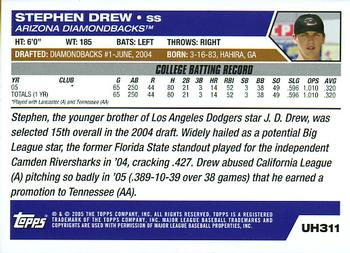 2005 Topps Updates & Highlights #UH311 Stephen Drew Back