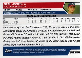 2005 Topps Updates & Highlights #UH326 Beau Jones Back