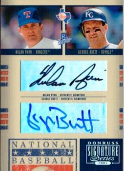 2005 Donruss Signature - HOF Combos Autograph #HOF-43 Nolan Ryan / George Brett Front