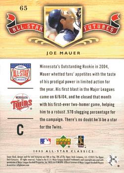 2005 Upper Deck All-Star Classics #65 Joe Mauer Back