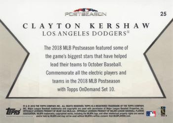 2018 Topps On-Demand MLB Postseason #25 Clayton Kershaw Back