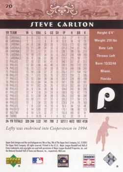 2005 Upper Deck Hall of Fame #70 Steve Carlton Back