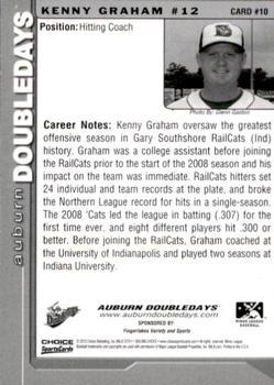 2010 Choice Auburn Doubledays #10 Kenny Graham Back
