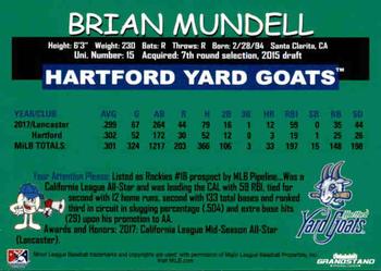2018 Grandstand Hartford Yard Goats #NNO Brian Mundell Back