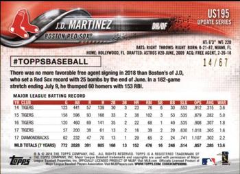 2018 Topps Update - Black #US23 J.D. Martinez Back