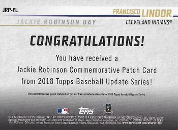 2018 Topps Update - Jackie Robinson Day Manufactured Patch #JRP-FL Francisco Lindor Back