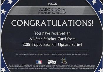 2018 Topps Update - All-Star Stitches #AST-AN Aaron Nola Back