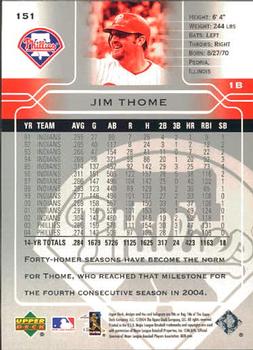 2005 Upper Deck #151 Jim Thome Back