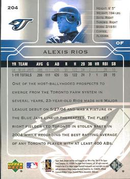 2005 Upper Deck #204 Alex Rios Back