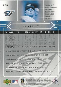 2005 Upper Deck #209 Ted Lilly Back