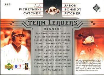 2005 Upper Deck #285 A.J. Pierzynski / Jason Schmidt Back