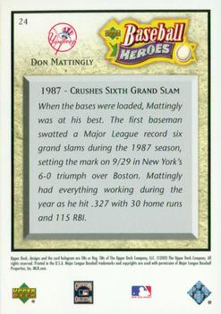 2005 Upper Deck Baseball Heroes #24 Don Mattingly Back