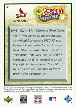 2005 Upper Deck Baseball Heroes #47 Ozzie Smith Back