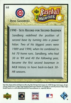 2005 Upper Deck Baseball Heroes #68 Ryne Sandberg Back