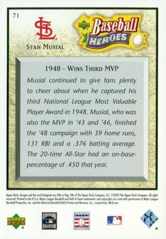 2005 Upper Deck Baseball Heroes #71 Stan Musial Back