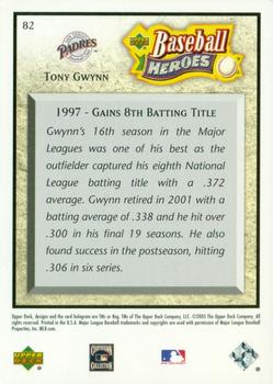2005 Upper Deck Baseball Heroes #82 Tony Gwynn Back
