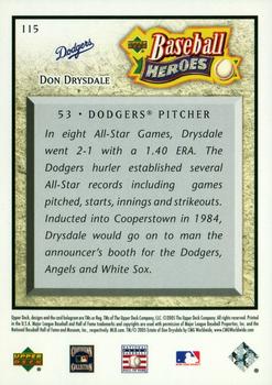 2005 Upper Deck Baseball Heroes #115 Don Drysdale Back