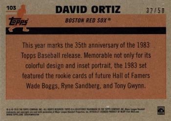 2018 Topps Update - 1983 Topps Baseball 35th Anniversary Chrome Silver Pack Gold Refractor #103 David Ortiz Back