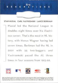 2005 Donruss Throwback Threads - Generations #G-13 Stan Musial / Carl Yastrzemski / Lance Berkman Back