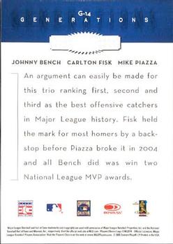 2005 Donruss Throwback Threads - Generations #G-14 Johnny Bench / Carlton Fisk / Mike Piazza Back