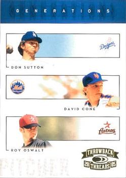 2005 Donruss Throwback Threads - Generations #G-22 Don Sutton / David Cone / Roy Oswalt Front