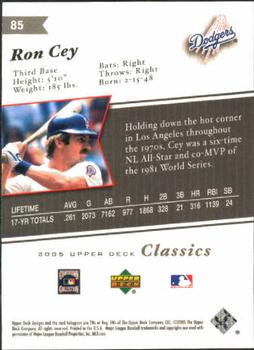 2005 Upper Deck Classics #85 Ron Cey Back