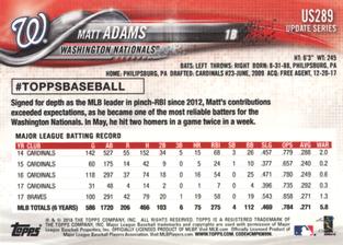 2018 Topps On-Demand Mini #US289 Matt Adams Back