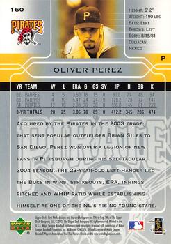 2005 Upper Deck First Pitch #160 Oliver Perez Back