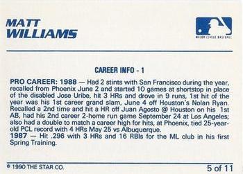 1990 Star Matt Williams - Glossy #5 Matt Williams Back