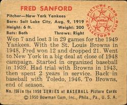 1950 Bowman #156 Fred Sanford Back