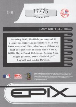 2005 Donruss Zenith - Epix Game Black #E-8 Gary Sheffield Back