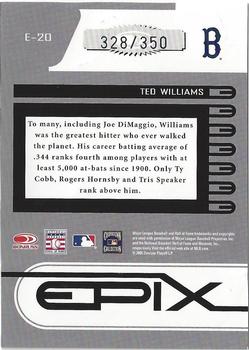 2005 Donruss Zenith - Epix Play Purple #E-20 Ted Williams Back