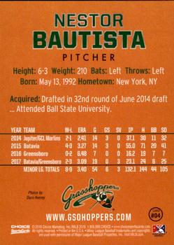 2018 Choice Greensboro Grasshoppers #4 Nestor Bautista Back