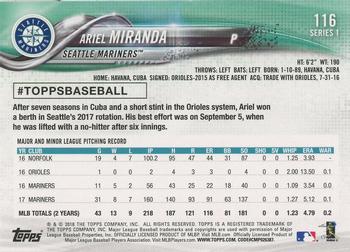 2018 Topps - Limited #116 Ariel Miranda Back