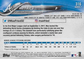 2018 Topps - Limited #316 Max Fried Back