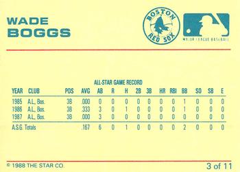 1989 Star Wade Boggs #3 Wade Boggs Back