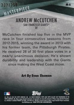 2018 Topps Gallery - Masterpiece Green #M-6 Andrew McCutchen Back