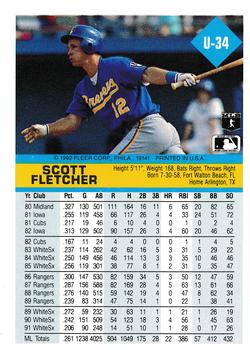 1992 Fleer Update #U-34 Scott Fletcher Back