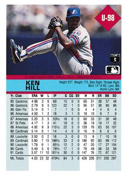 1992 Fleer Update #U-98 Ken Hill Back