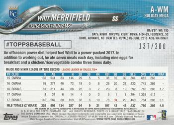 2018 Topps Holiday - Autographs #A-WM Whit Merrifield Back