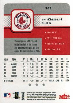 2006 Fleer #303 Matt Clement Back