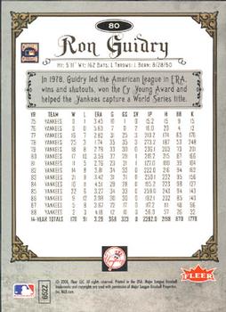 2006 Fleer Greats of the Game #80 Ron Guidry Back