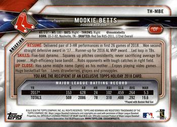2018 Topps Holiday Bowman #TH-MBE Mookie Betts Back