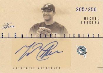 2005 Flair - Significant Signings Blue #SS-MC Miguel Cabrera Front